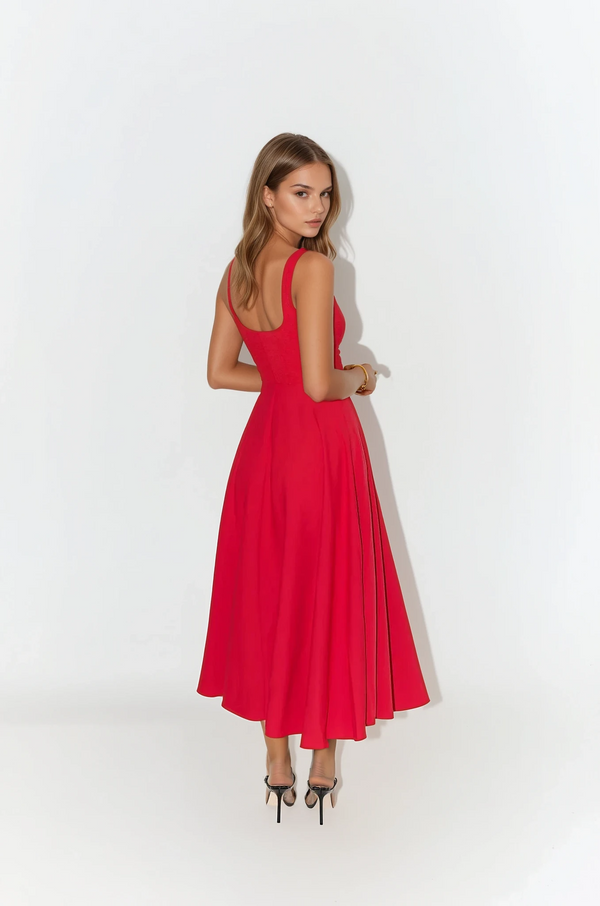 Mina | Midi Dress with Fitted Straps