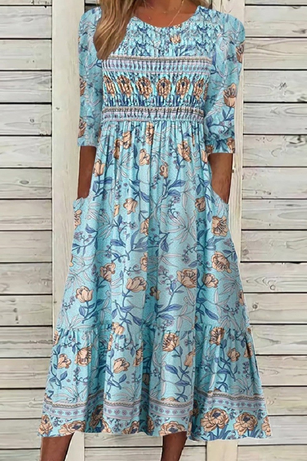 DARCIE | FLOWING PETAL DRESS WITH ELEGANT TUMMY COVERAGE