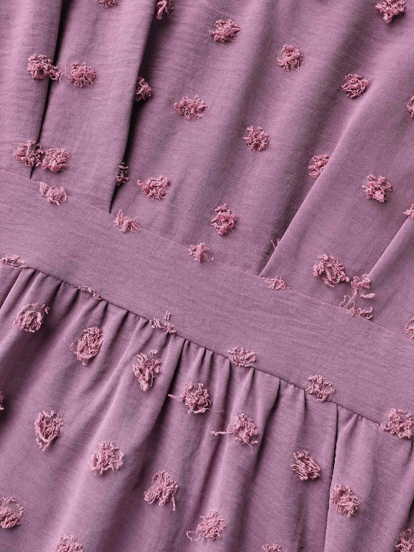 V-Neck Textured Batwing Sleeve Midi Dress