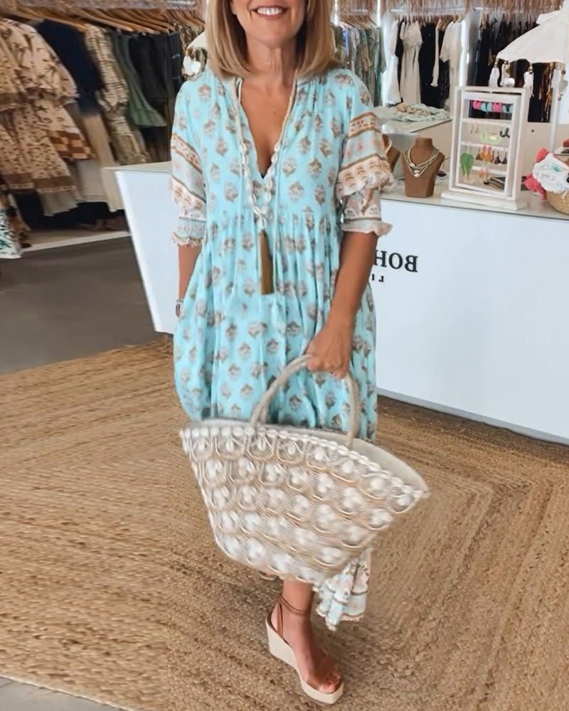 Brionya – Boho Midi Tassel Dress