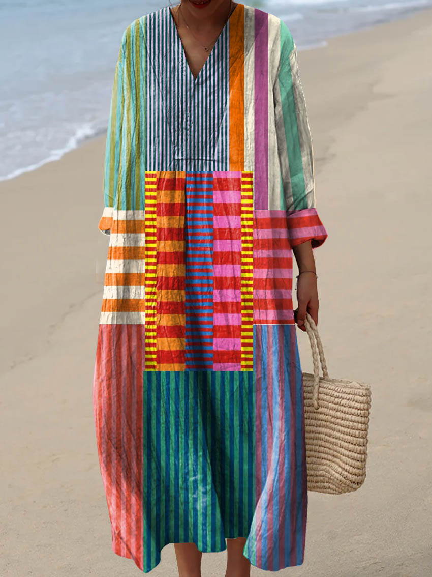 Susan | Women's Vintage Geometric Pattern Art Print Dress