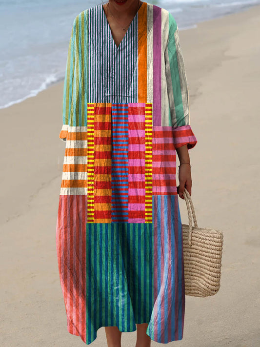 Susan | Women's Vintage Geometric Pattern Art Print Dress