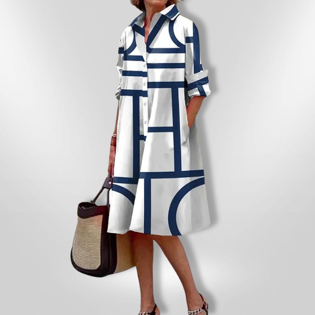 LORENA | MIDI DRESS WITH GEOMETRIC PATTERN