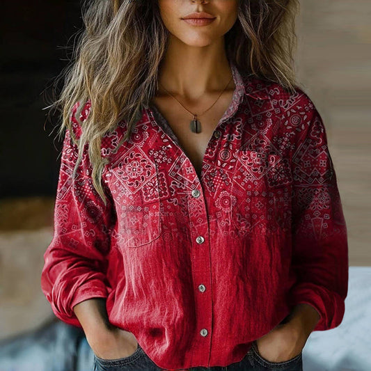MONICA™ - VINTAGE PRINTED SPRING BLOUSE