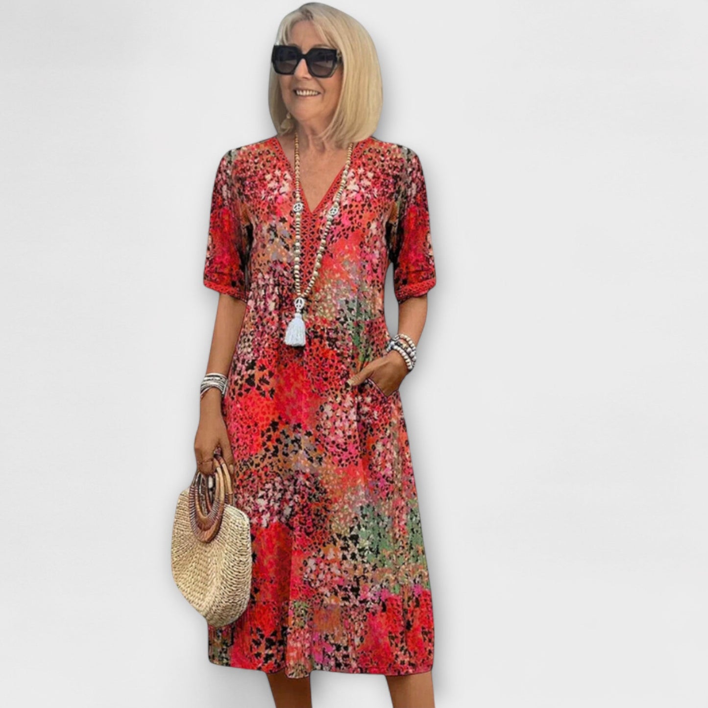 MAJA - ELEGANT FLOWING LUXURY FLORAL DRESS