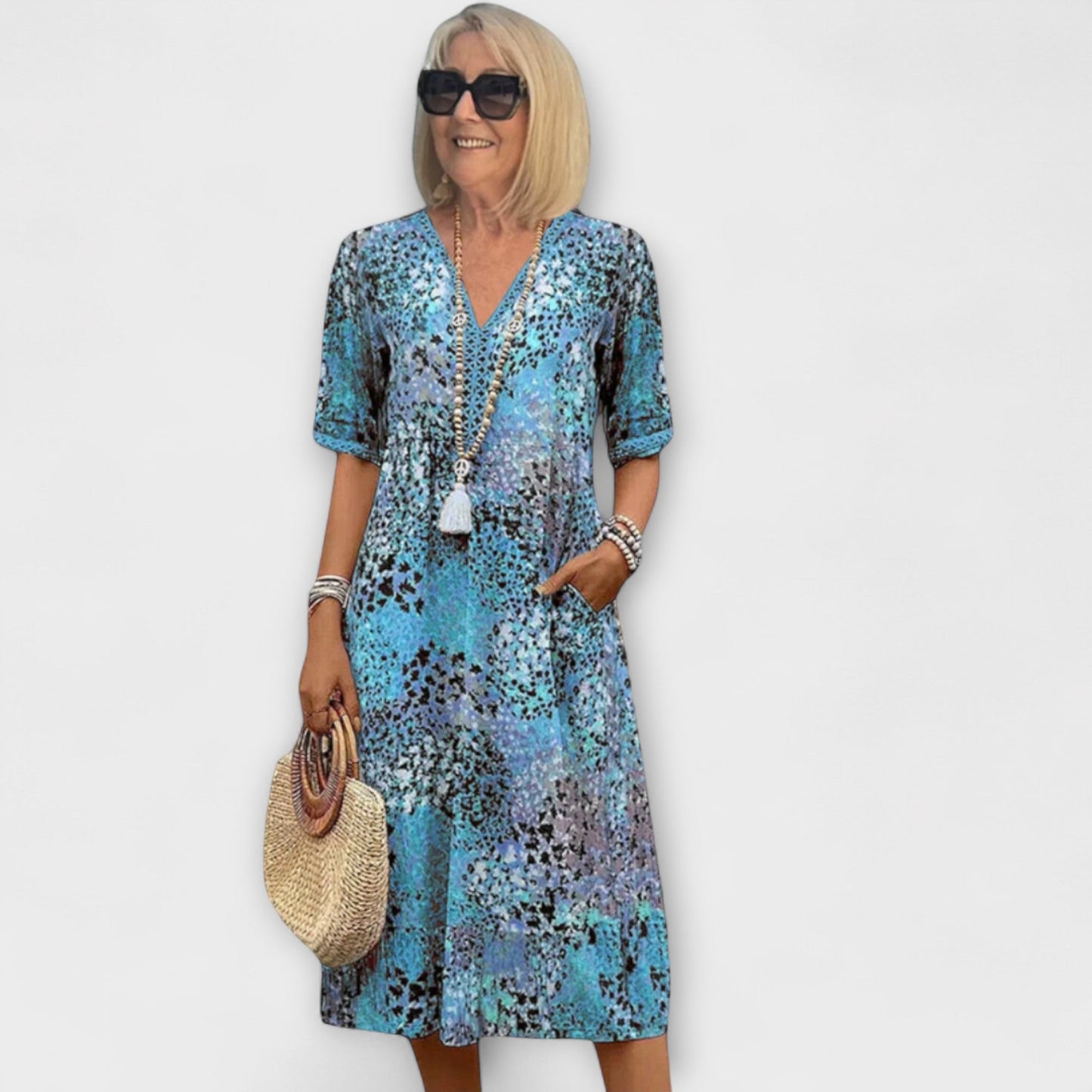 MAJA - ELEGANT FLOWING LUXURY FLORAL DRESS