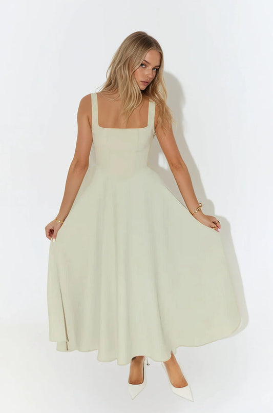 Mina | Midi Dress with Fitted Straps