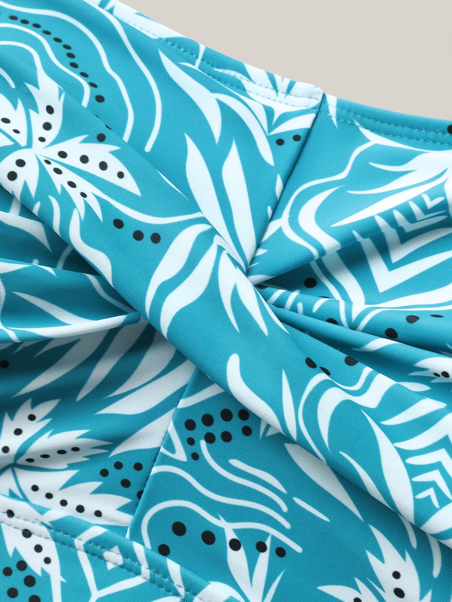 Twist Front Floral Print Swim Dress
