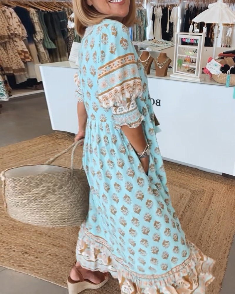 Brionya – Boho Midi Tassel Dress