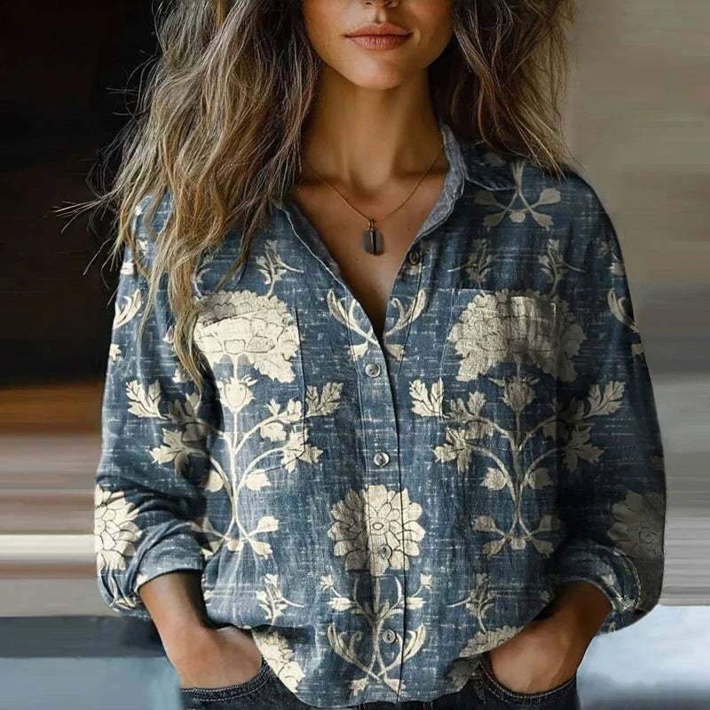 MONICA™ - VINTAGE PRINTED SPRING BLOUSE