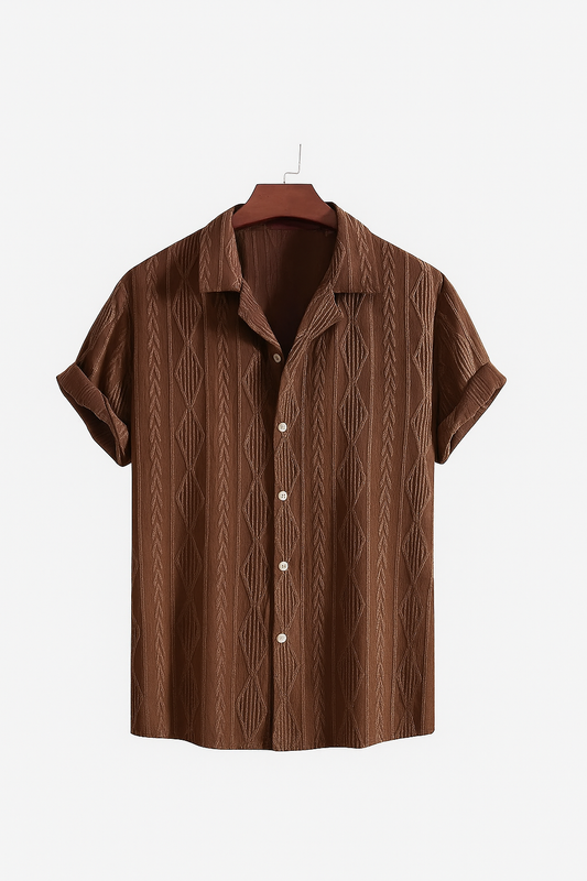 Retro Patterned Linen Shirt