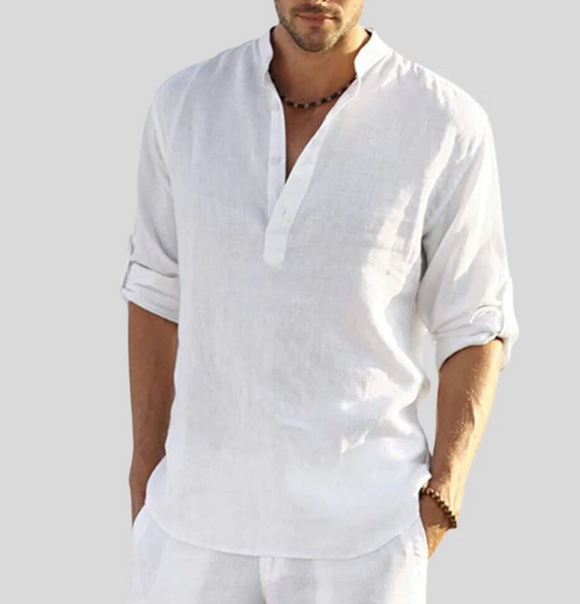 Herren Sommerhemd mit V-Ausschnitt für eleganten Look