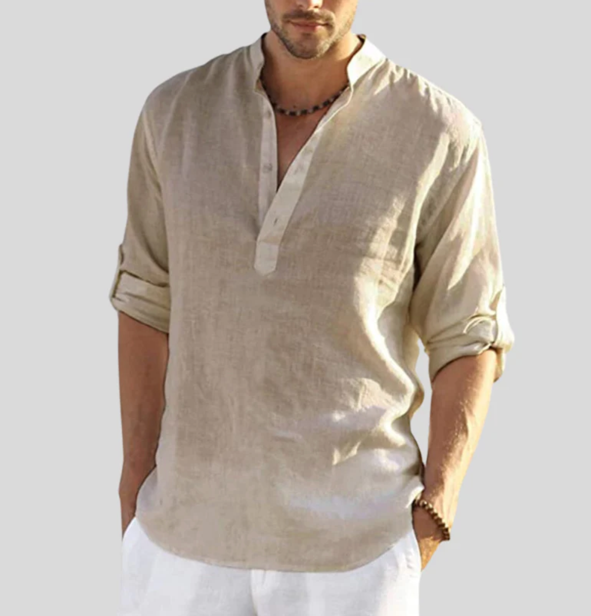 Herren Sommerhemd mit V-Ausschnitt für eleganten Look