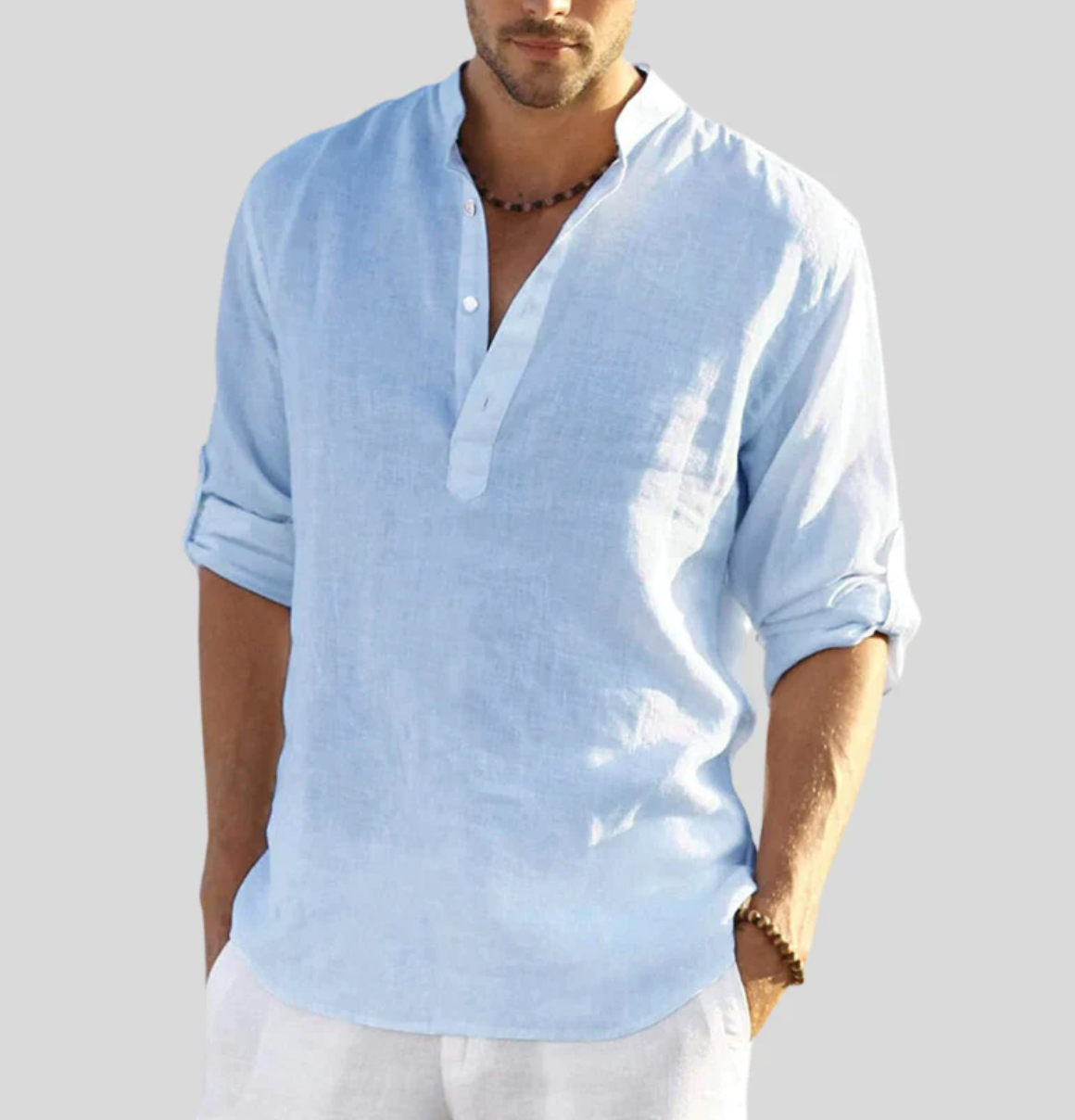 Herren Sommerhemd mit V-Ausschnitt für eleganten Look