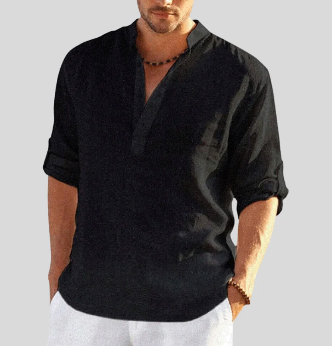 Herren Sommerhemd mit V-Ausschnitt für eleganten Look