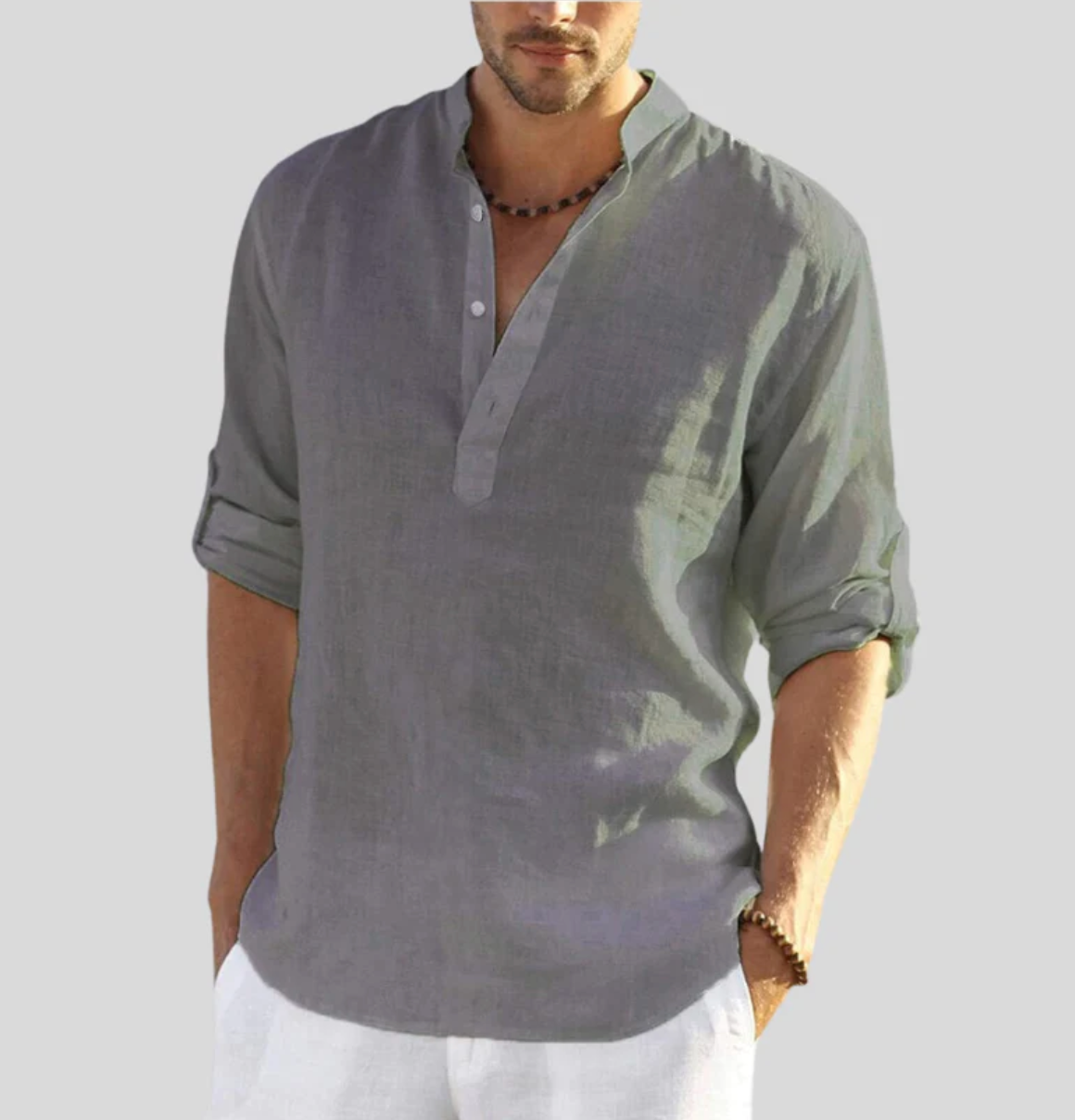 Herren Sommerhemd mit V-Ausschnitt für eleganten Look