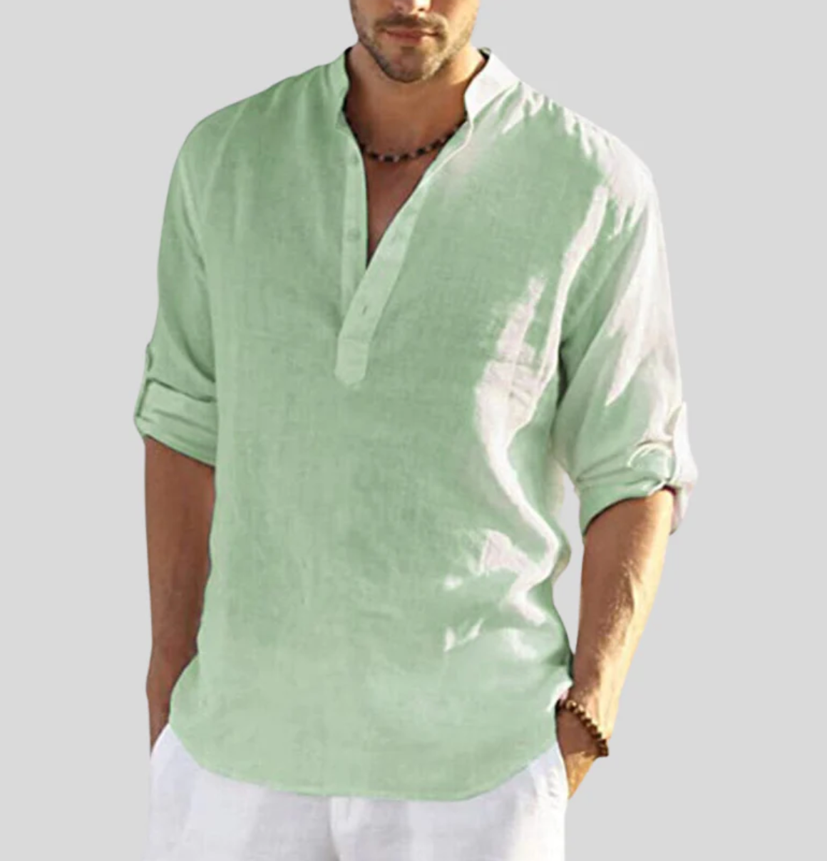 Herren Sommerhemd mit V-Ausschnitt für eleganten Look