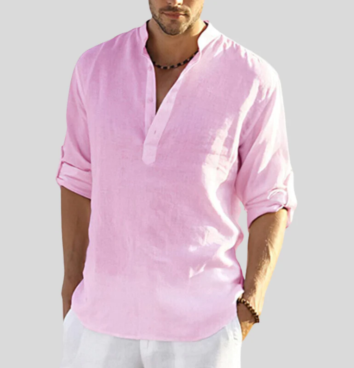 Herren Sommerhemd mit V-Ausschnitt für eleganten Look