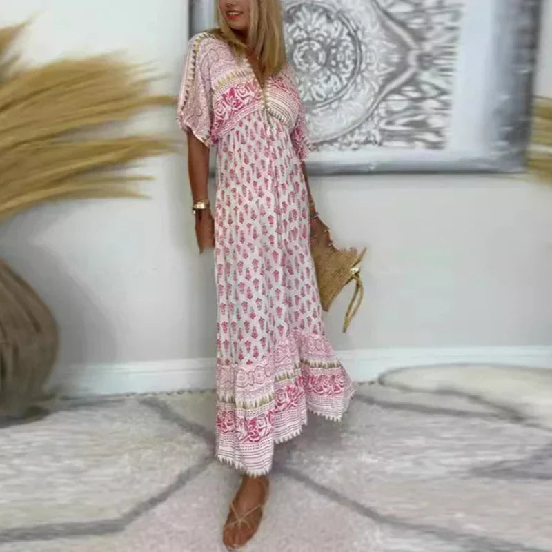Mabel – Boho Print Maxi Dress