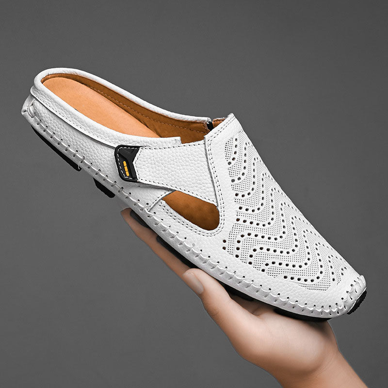 Giuliano Perforated Leather Sandals