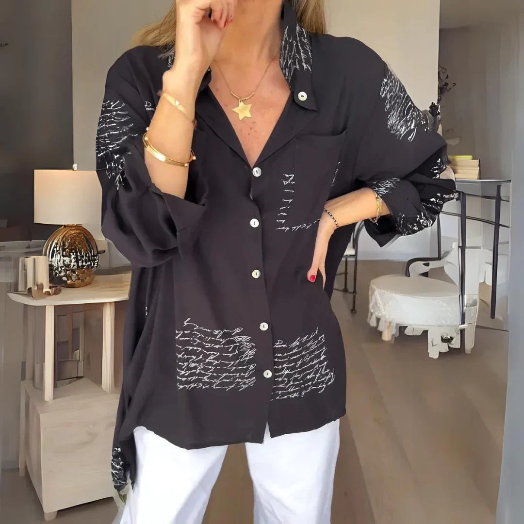 Cara | Handwriting Design Button Up Shirt