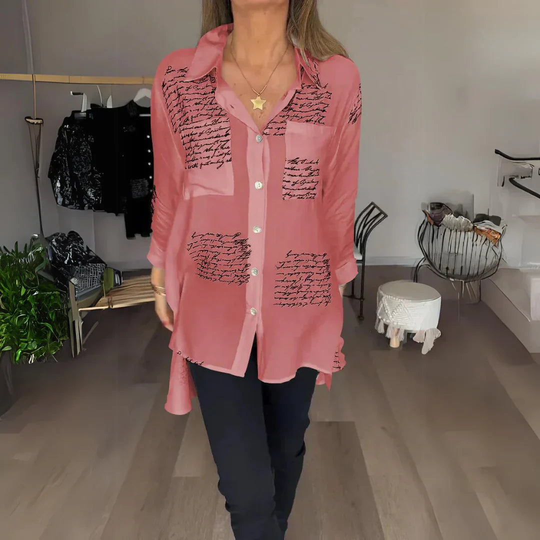 Cara | Handwriting Design Button Up Shirt