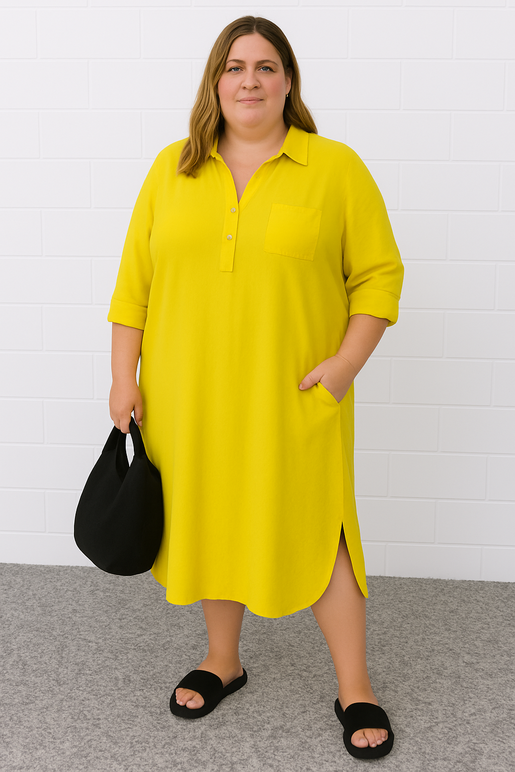 Half-Button Tummy Covering Dress | TOKYO