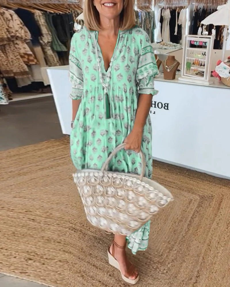 Brionya – Boho Midi Tassel Dress