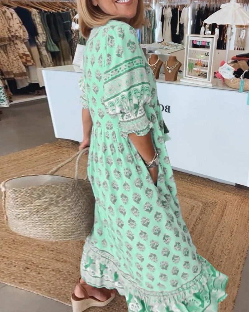Brionya – Boho Midi Tassel Dress