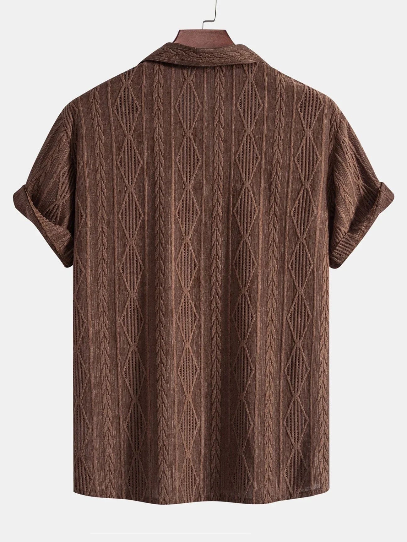 Textured Openwork Shirt and Relaxed Trousers Set