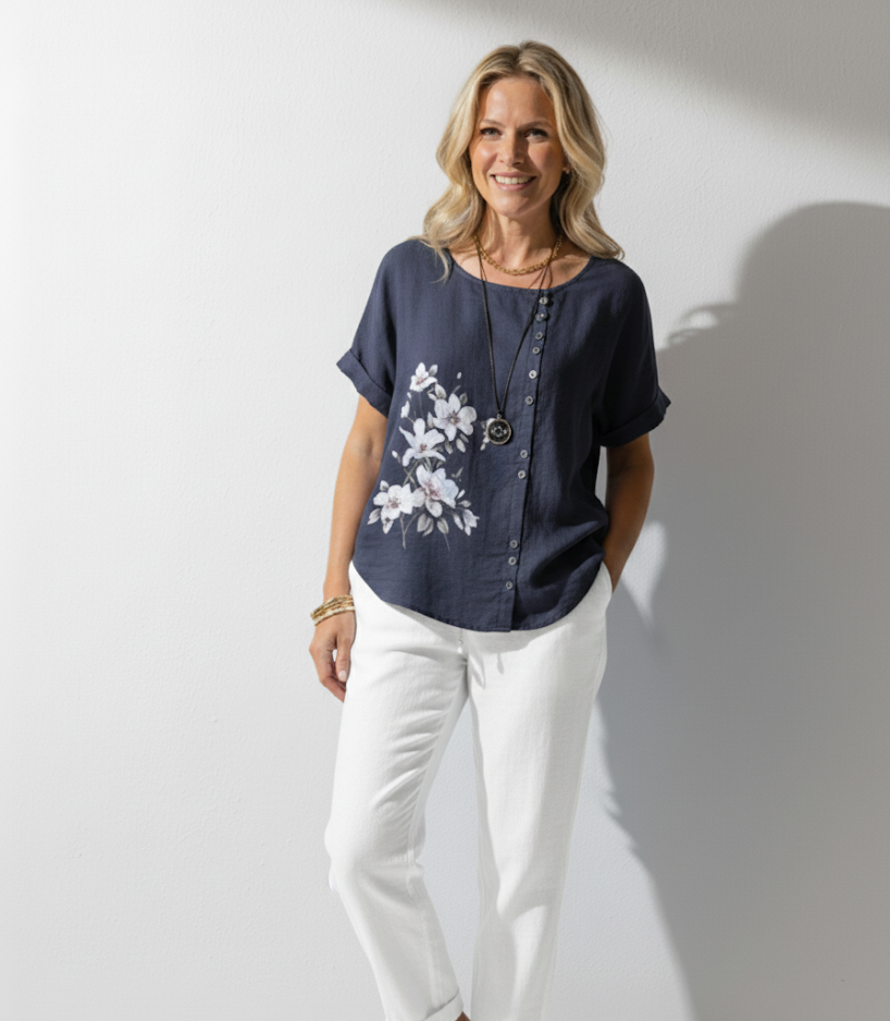 Gemma | Floral Detail T-Shirt