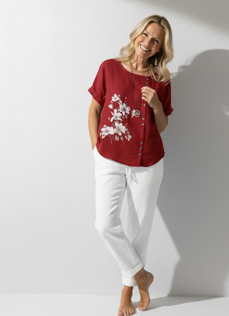 Gemma | Floral Detail T-Shirt